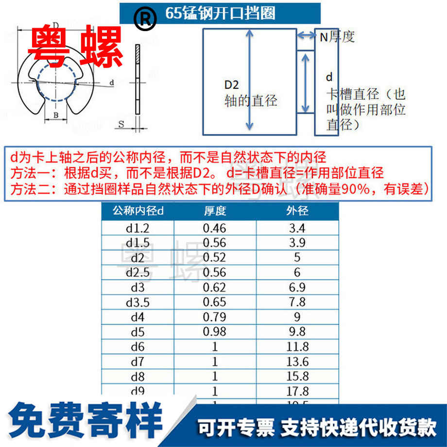 批发锰钢e型揭阳卡簧