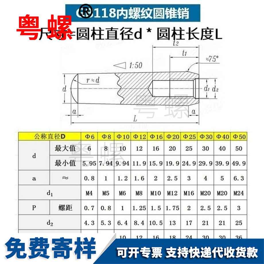 订做内螺纹圆锥销