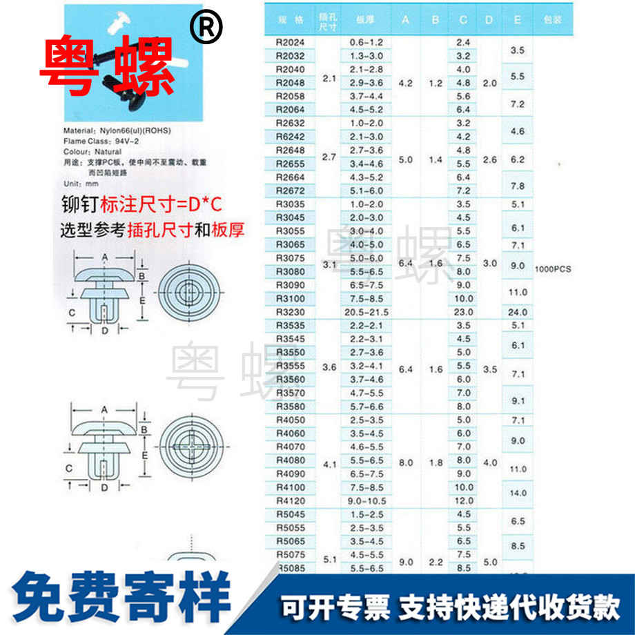 定做黑尼龙铆钉