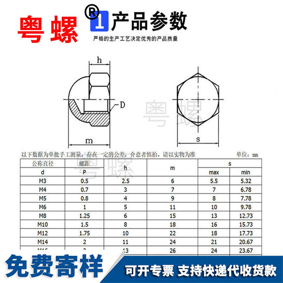 加工黑色深圳盖形螺母